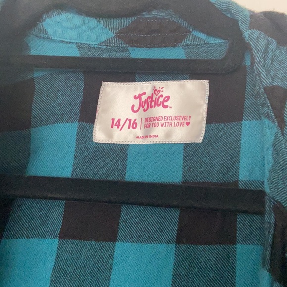 👖 5/$25 justice fleece girls button down 14/16 - Picture 2 of 2